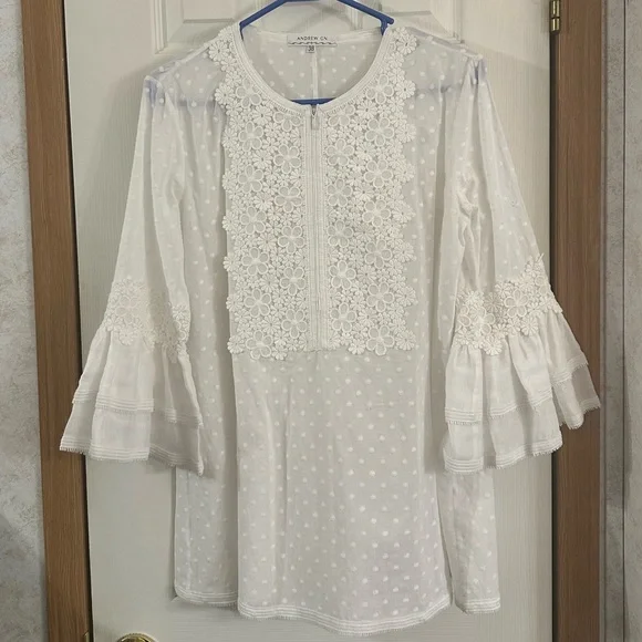 Andrew GN French Designer Swiss Dot Zip Front French Size 38 - Picture 3 of 10